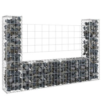 vidaXL Schanskorf U-vormig met 2 palen 140x20x100 cm ijzer, Verzenden, Nieuw, IJzer