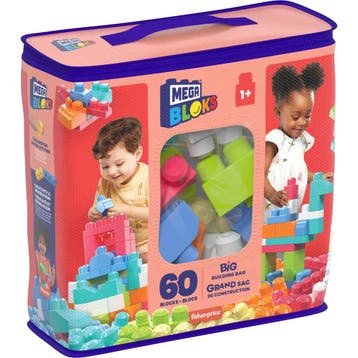 Mega Bloks First Builders Blokkentas 60 Stuks Roze, Verzenden, Nieuw