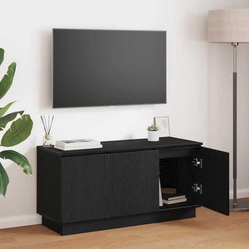 vidaXL TV-kast 100 x 38 x 49 cm Zwart Eiken Bewerkt hout, Minder dan 50 cm, Verzenden, Nieuw, Minder dan 100 cm
