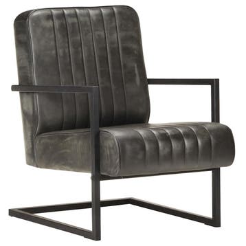 vidaXL Fauteuil echt leer verweerd grijs, Verzenden, Nieuw