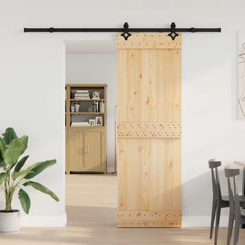 vidaXL Schuifdeur NARVIK Naturel en Zwart 70 x 210 cm (213,5, Doe-het-zelf en Verbouw, Deuren en Horren, Verzenden, Nieuw