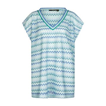 Marc Aurel • blauwe zigzag top • 36, Marc Aurel, Nieuw, Maat 36 (S), Verzenden