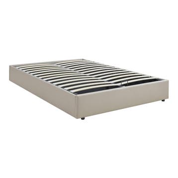Tweepersoonsbed Nola met bedbodem linnen 200x140 cm beige [e, Verzenden, Nieuw