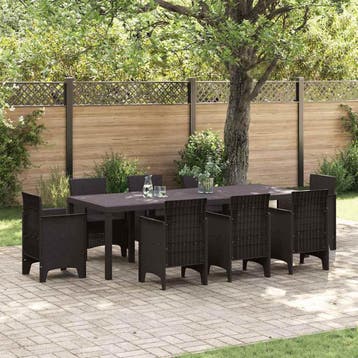 vidaXL Tuinstafel Bruin 250 x 100 x 73 cm poly rattan, Tuin en Terras, Tuintafels, Verzenden, Nieuw