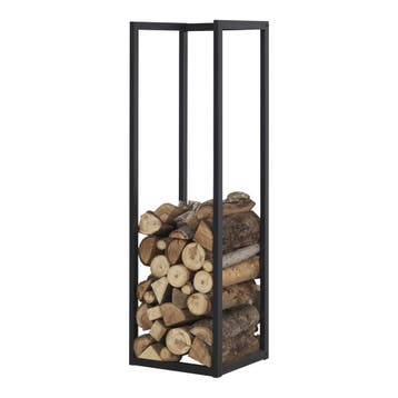 [en.casa] Brandhout rek Tanum houtopslag 35x35x120 cm zwart, Verzenden