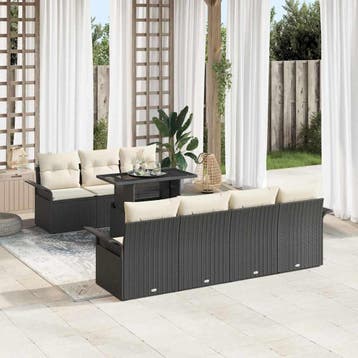 vidaXL Tuin Sofa Set 8 st Zwart [Synthetisch]: Poly Rattan, Verzenden, Nieuw, Rotan, 8 zitplaatsen