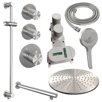 Brauer Brushed Carving Thermostatische Regendoucheset Inbouw, Doe-het-zelf en Verbouw, Sanitair, Ophalen of Verzenden, Nieuw