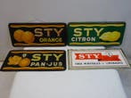 4 vintage reclamebordjes STY,Belgisch water- en