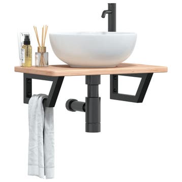 vidaXL Badkamer wandschap staal en massief eikenhout, Verzenden, Nieuw