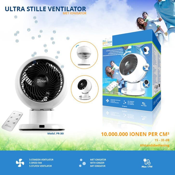 Ventilator met luchtzuiverende ionisator. Tafelventilator, Witgoed en Apparatuur, Ventilatoren, Ventilator met afstandsbediening