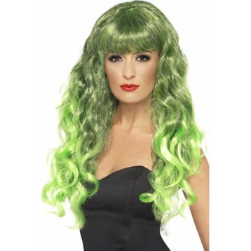 Groene damespruik lang haar krullen - Damespruiken, Verzenden, Nieuw