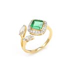 Trouwring - 18 karaat Geel goud - 1.55ct. tw. Smaragd -