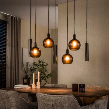 Hanglamp Sfera Bruin Frosted - Uniek - Nieuw 2026 - Dimbaar, Verzenden, Nieuw, Glas, 75 cm of meer