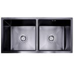 Dubbele Spoelbak | Wasbak | 87x44x20cm | RVS | Zwart, Verzenden, Nieuw