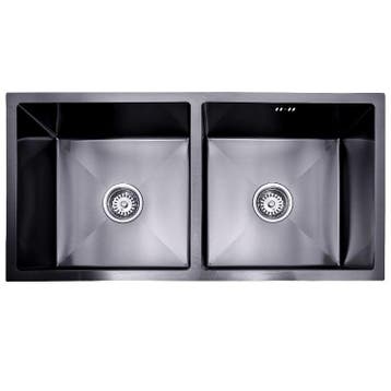 Dubbele Spoelbak | Wasbak | 87x44x20cm | RVS | Zwart, Huis en Inrichting, Verzenden, Nieuw