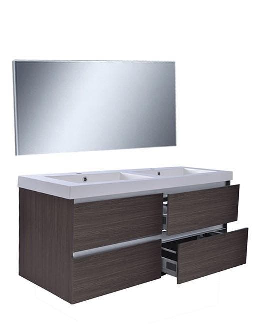 Vision meubelset (incl. spiegel) 120 cm houtnerf grijs, Huis en Inrichting, Badkamer | Badkamermeubels, Nieuw, Verzenden