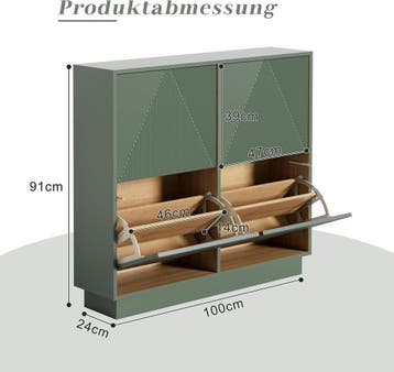 Schoenenkast - Schoenenrek - 99x24x91 cm - Groen - UEV, Verzenden, Zo goed als nieuw