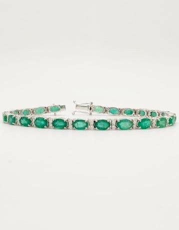 Armband - 18 karaat Witgoud Smaragd - Diamant, Sieraden, Tassen en Uiterlijk, Nieuw
