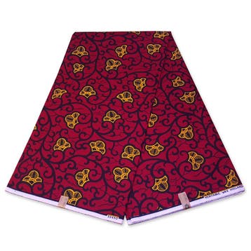 VLISCO stof Hollandais Afrikaanse Wax print - Rood / Gele Br, Ophalen of Verzenden, Nieuw
