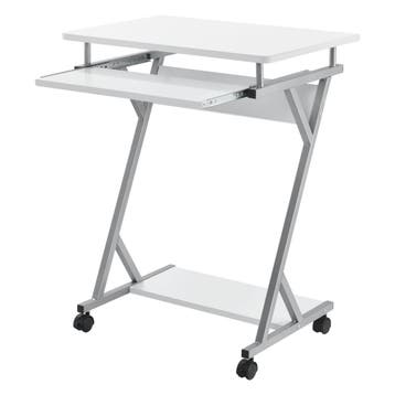 Computertafel bureau op wielen pc tafel 60x40x75 cm wit, Verzenden, Nieuw