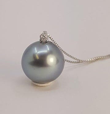 Zonder minimumprijs - Ketting met hanger - 14 karaat Witgoud, Sieraden, Tassen en Uiterlijk, Antieke sieraden