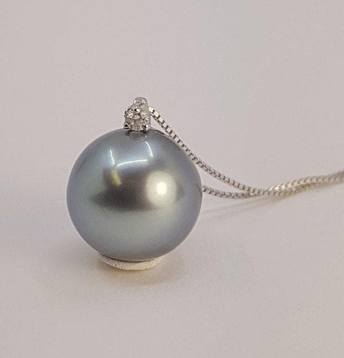Zonder minimumprijs - Ketting met hanger - 14 karaat Witgoud, Sieraden, Tassen en Uiterlijk, Antieke sieraden