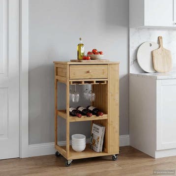 vidaXL Keukentrolley met Wielen Naturel 47,5 x 36 x 83 cm, Verzenden, Nieuw