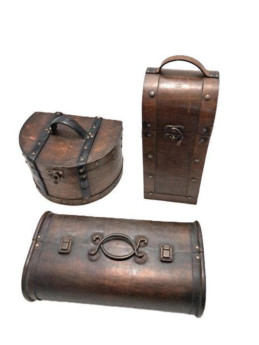 Opbergkoffer (3) - Hout, Leder, Antiek en Kunst, Kunst | Designobjecten