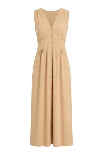 Vila Jurk in maat 42 Beige, Vila, Verzenden, Zo goed als nieuw, Beige