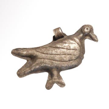 Oud-Romeins Zilver Holle amulet van een duif