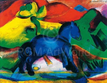 Kunstdruk Franz Marc - Blaues Pferdchen 80x60cm, Verzenden, Nieuw