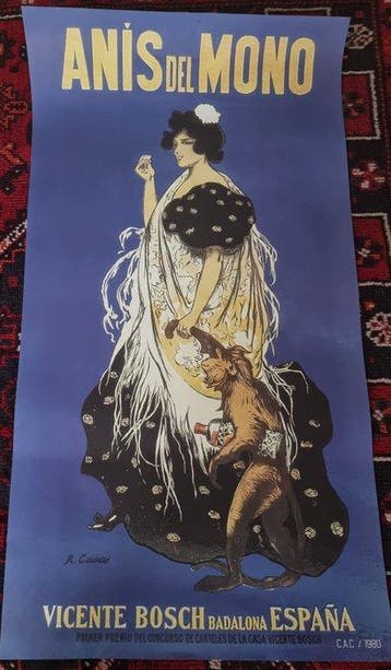 Ramón Casas - Cartel Anís del Mono,Ramón Casas,una, Antiek en Kunst