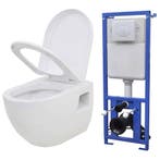 vidaXL Hangend toilet met verborgen stortbak keramiek wit, Doe-het-zelf en Verbouw, Sanitair, Verzenden, Nieuw
