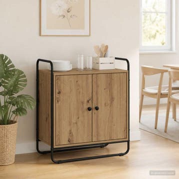 vidaXL Dressoir Artisanaal eiken 68 x 35 x 75 cm Bewerkt, Huis en Inrichting, Kasten | Dressoirs, Verzenden, Nieuw, Overige houtsoorten