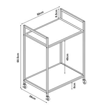 [en.casa] Keukentrolley Lesja 68,5x50x36 cm zwart, Verzenden, Nieuw