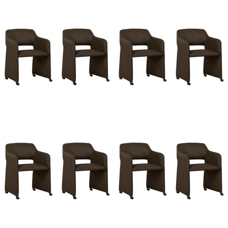 Set van 8 Leren eetkamerstoelen Icon - Toledo Espresso, Huis en Inrichting, Stoelen, Nieuw, Leer, Ophalen of Verzenden