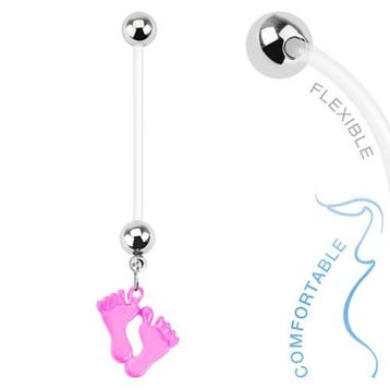 Fako Bijoux - Zwangerschapspiercing - Babyvoetjes - Roze, Verzenden, Nieuw