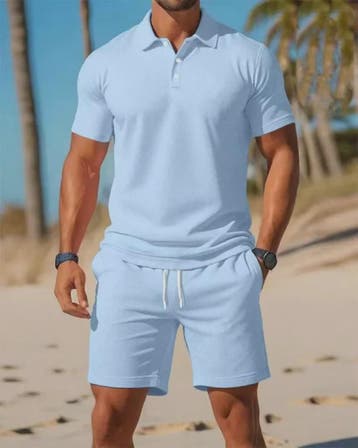 Zomerse Heren Polo Shirt en Mesh Shorts Set - Casual & Ademe, Verzenden, Nieuw