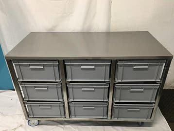 RVS grondstoffenbank bakkerij /brood / banket / ijssalon, Nieuw in verpakking