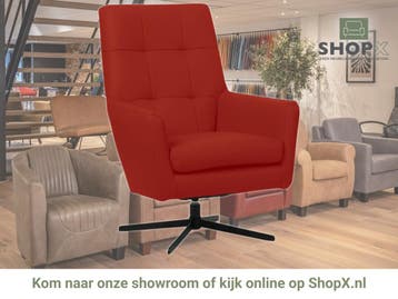 Leren draaifauteuil Central - Toledo Siegelstein (rood), Huis en Inrichting, Nieuw, Ophalen of Verzenden, 75 tot 100 cm, Industrieel, Modern