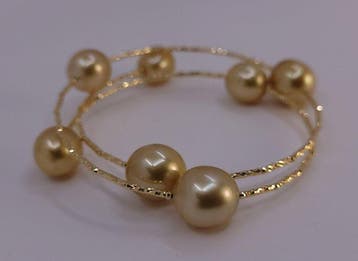 Armband - 18 karaat Geel goud, Diep gouden Zuidzee parels, Nieuw