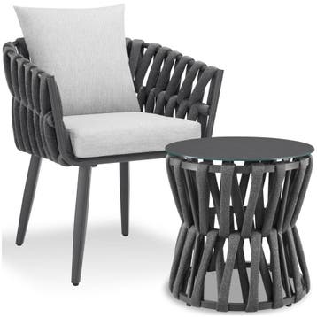 Set Lugano in touwdesign, aluminium frame, schroefpoten, Tuin en Terras, Tuinsets en Loungesets, Verzenden, Nieuw