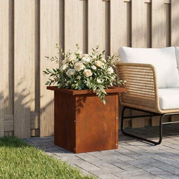 vidaXL Plantenbak met led Roestkleurig 30 x 30 x 30 cm, Tuin en Terras, Verzenden, Minder dan 60 cm, Nieuw, Metaal