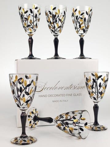 Secoloventesimo - Kelk (6) - Leaves black golden chalice -