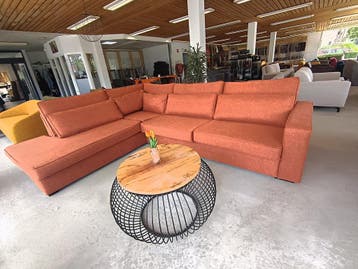 Luxe Design Hoekbank – Volledig opnieuw gestoffeerd, Ophalen of Verzenden, Zo goed als nieuw