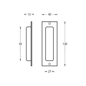 Intersteel Schuifdeurkom rechthoek 120x40mm met schroefgaten, Doe-het-zelf en Verbouw, Hang- en Sluitwerk, Verzenden, Nieuw