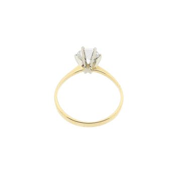 Gouden solitair ring met zirconia, 18 tot 19, Gebruikt, Ophalen of Verzenden, Met edelsteen