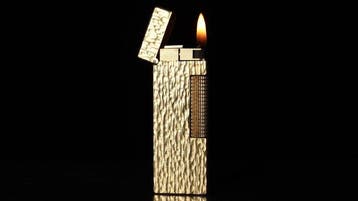 Dunill - Bark Pattern Rollagas Lighter - Aansteker - Verguld, Nieuw