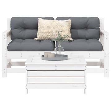 vidaXL 3-delige Loungeset massief grenenhout wit, Tuin en Terras, Verzenden, Nieuw, Loungeset