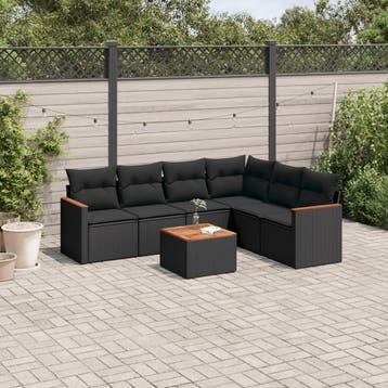 vidaXL Patio Sofa Set 6-zits Black, Verzenden, Nieuw